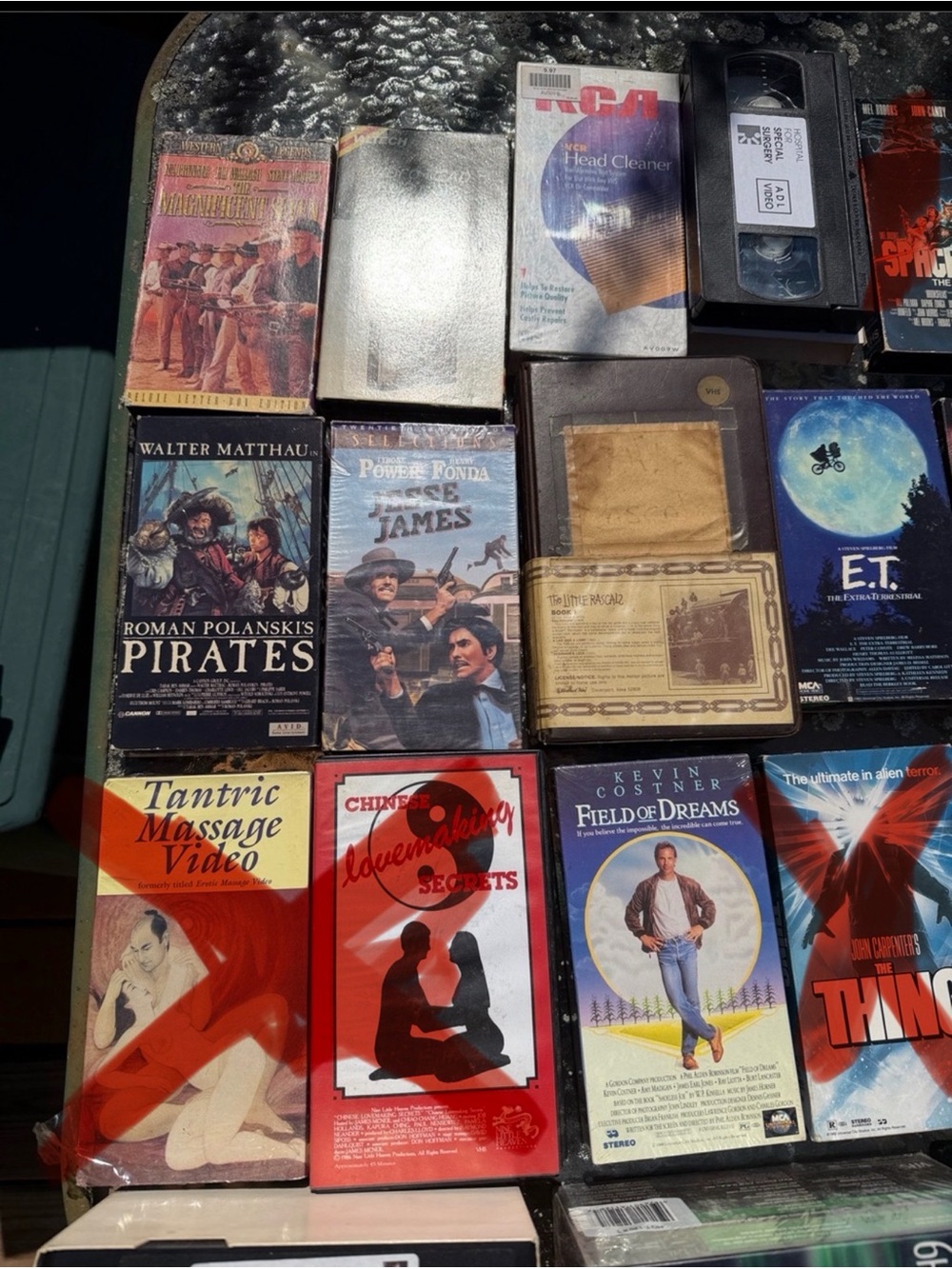 Assorted Vintage VHS Movie ones with X gone.